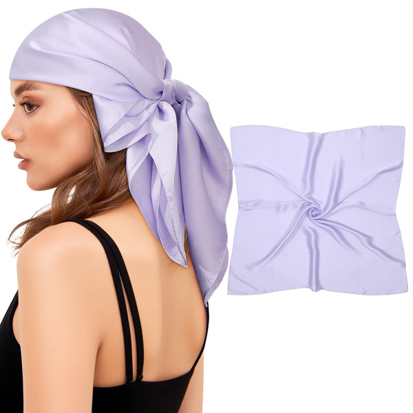 AWAYTR 27.5" Square Satin Head Scarf - Silk Hair Scarf Square Hair Bandanas Large Scarf Sleeping Head Wraps for Women