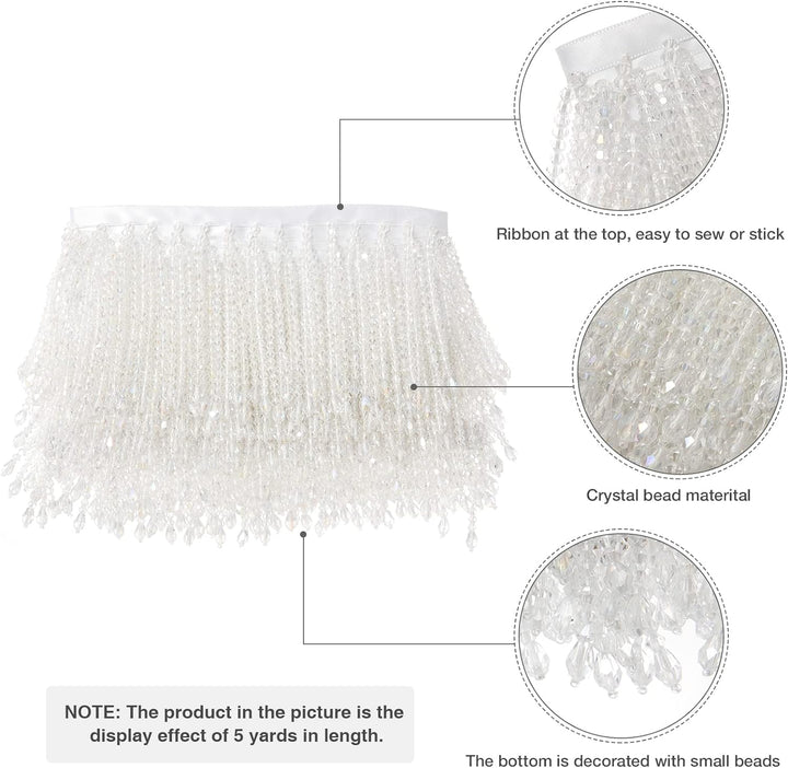Copy of 1 Yard 3.5in Wide Crystal Beaded Fringe Trim