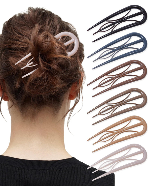 French Hair Pin for Women - U-Shaped Hair Fork for Updos, Chignons & French Twists, Durable Acrylic, Secure & Elegant Styling for All Hair Types (Tortoiseshell)