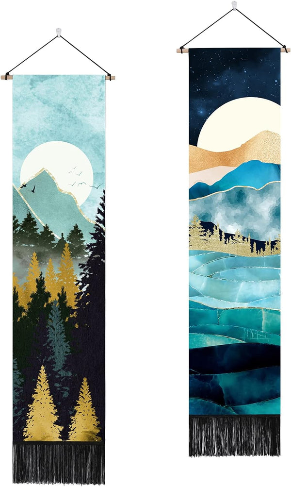 2PCS Long Mountain Tapestry Wall Hanging