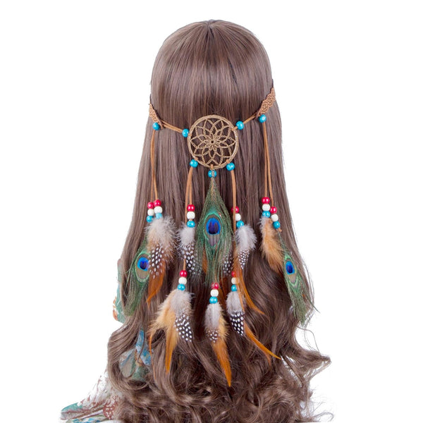 Halloween Feather Hippie Headband for Women