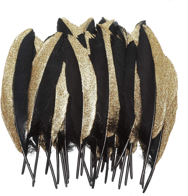 50pcs Dipped Gold & Silver Goose Feathers